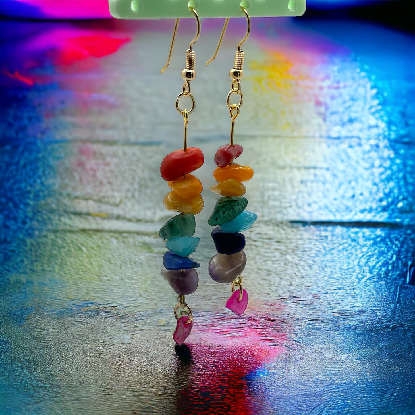 Stacked Rainbow Stone Earrings