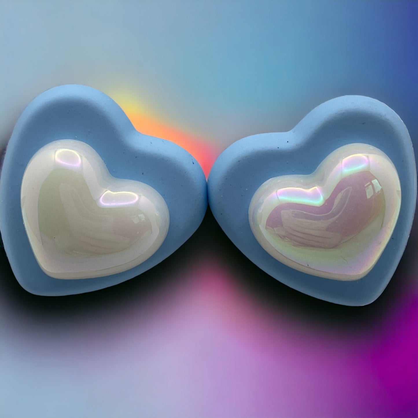 Large Pearlescent Heart Earrings