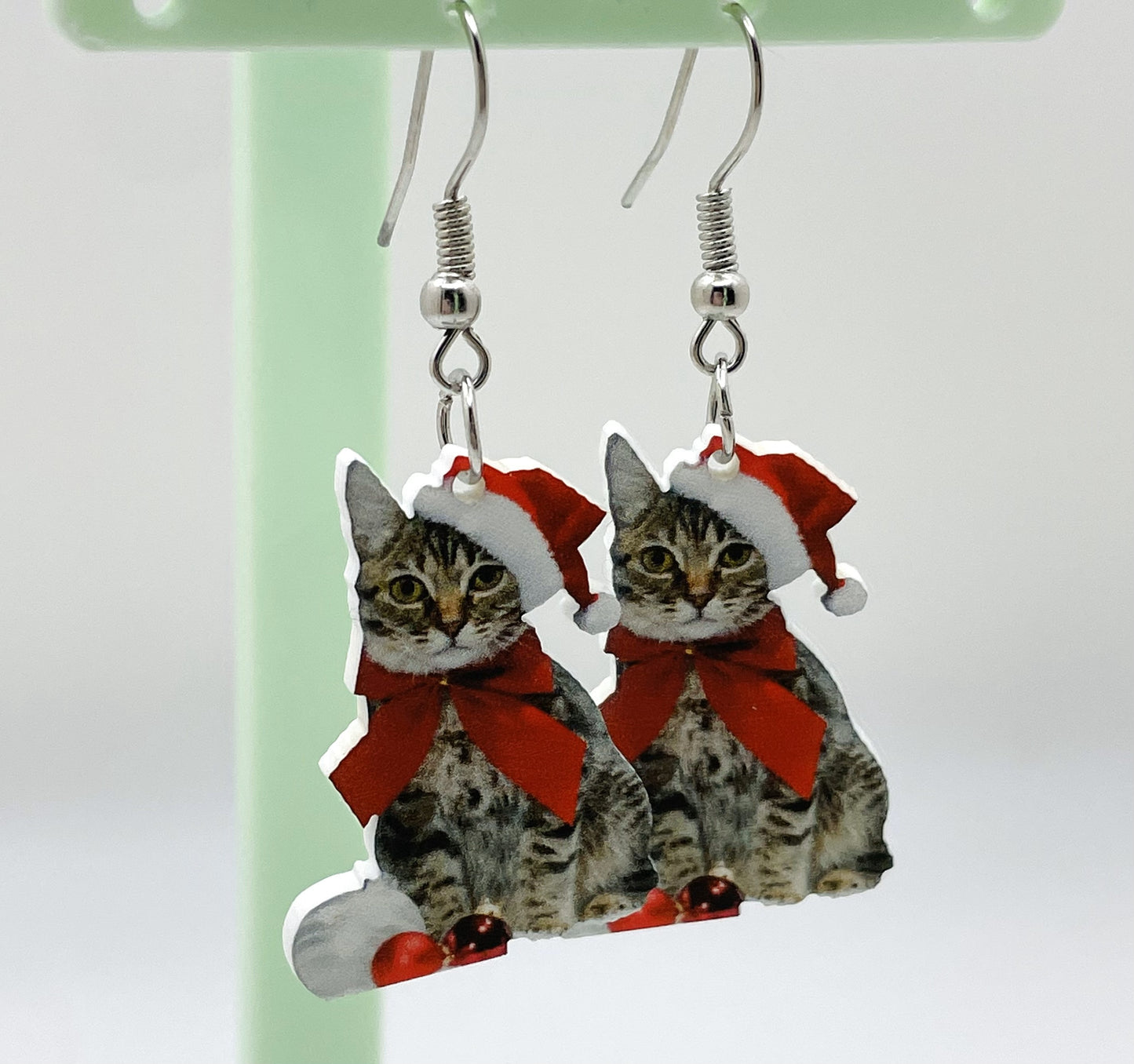 Christmas Bow Kitty Earrings