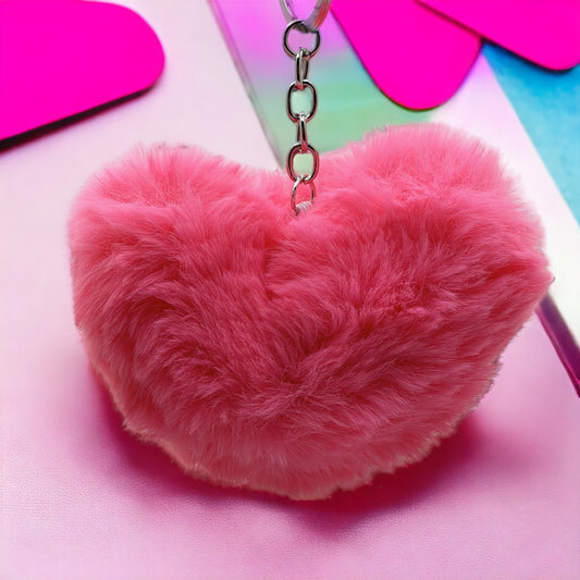 Fluffy Heart Keyrings