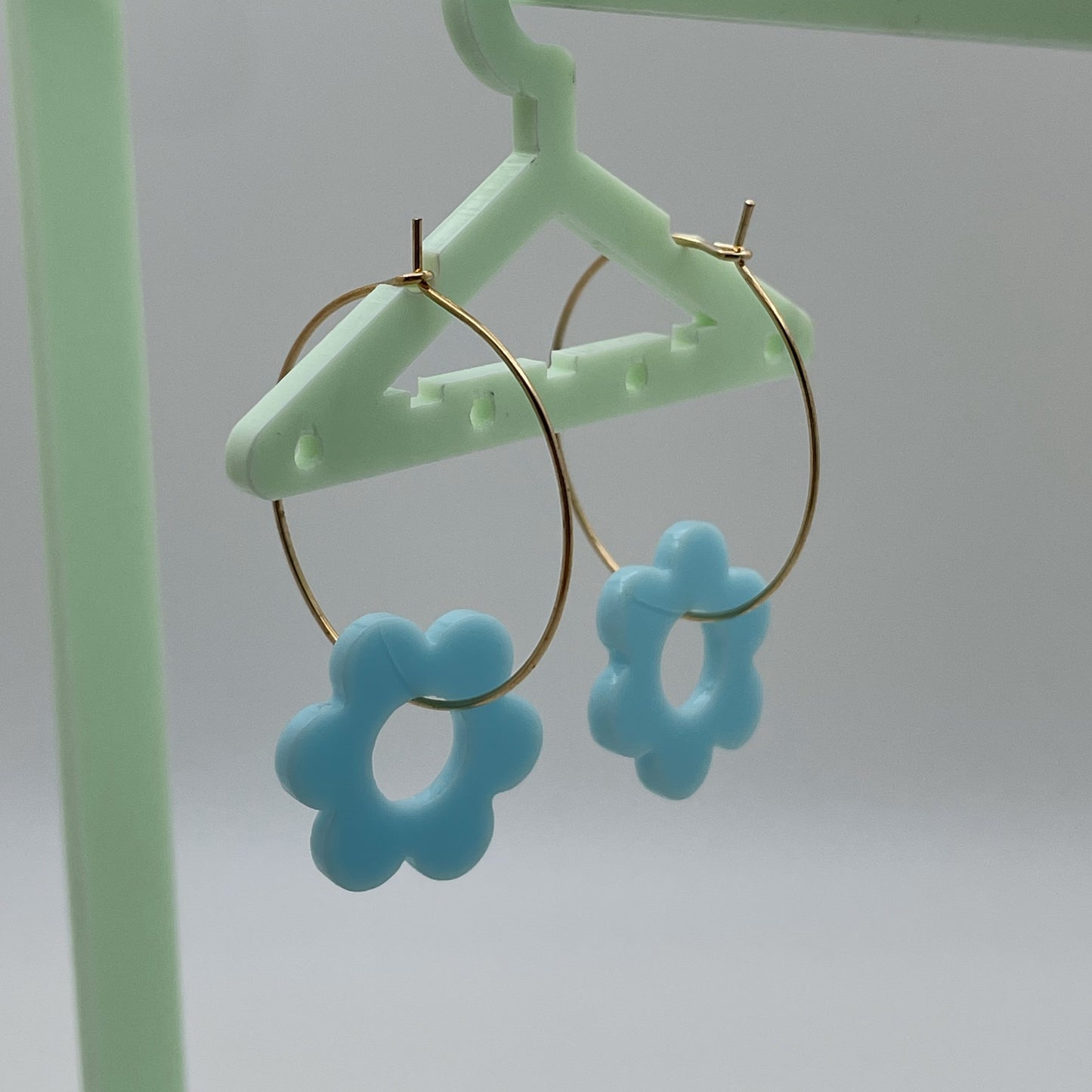 Retro Flower Hoop Dangle Earrings
