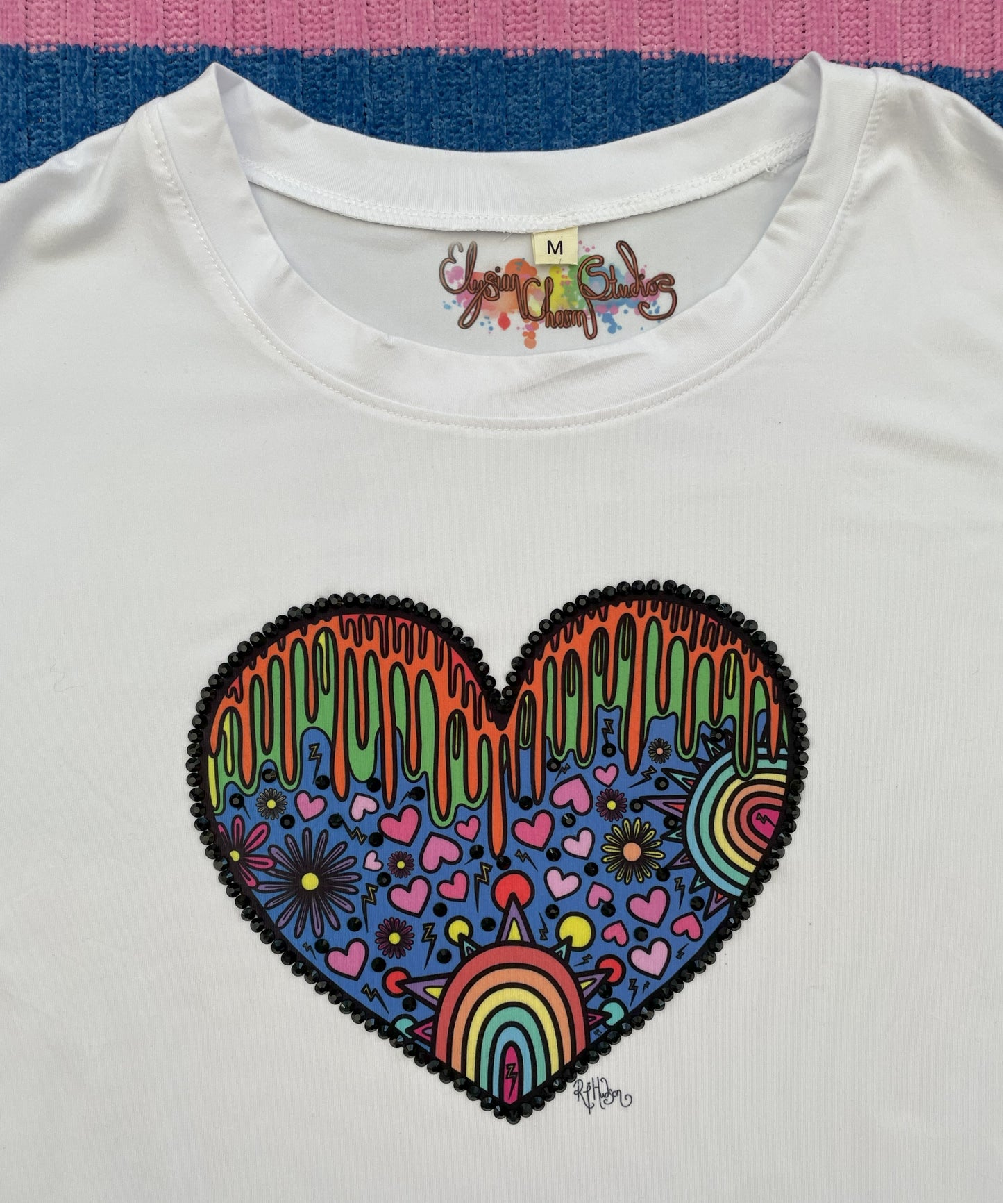 'Multicoloured Heart'© Gemstone T-Shirt - Limited Edition