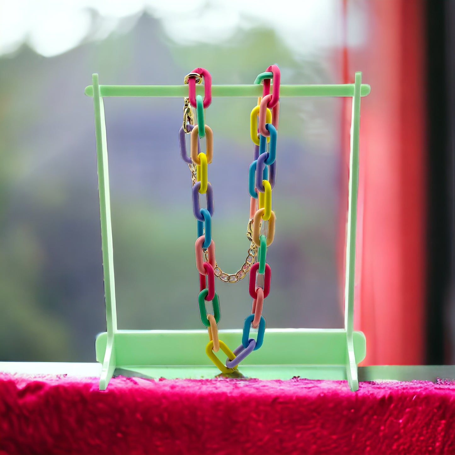 Pastel Rainbow Chain Link Necklace