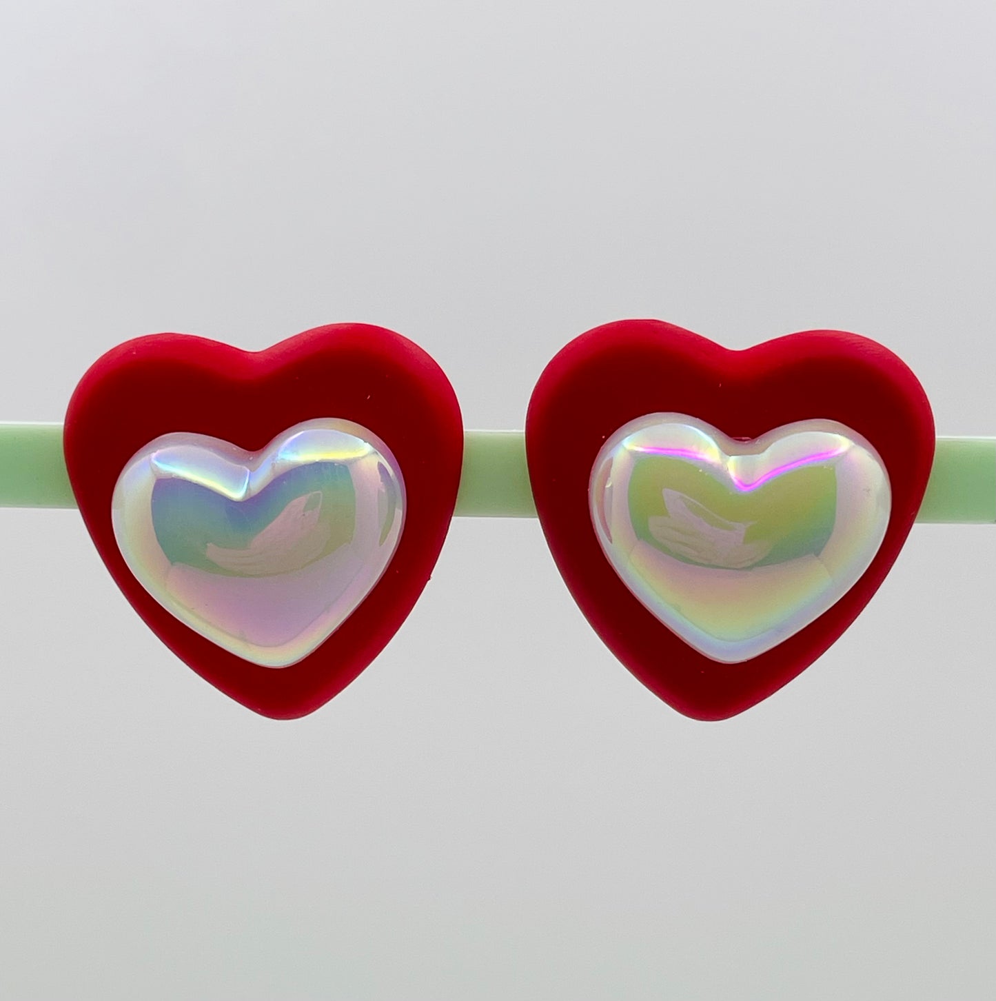 Large Pearlescent Heart Earrings
