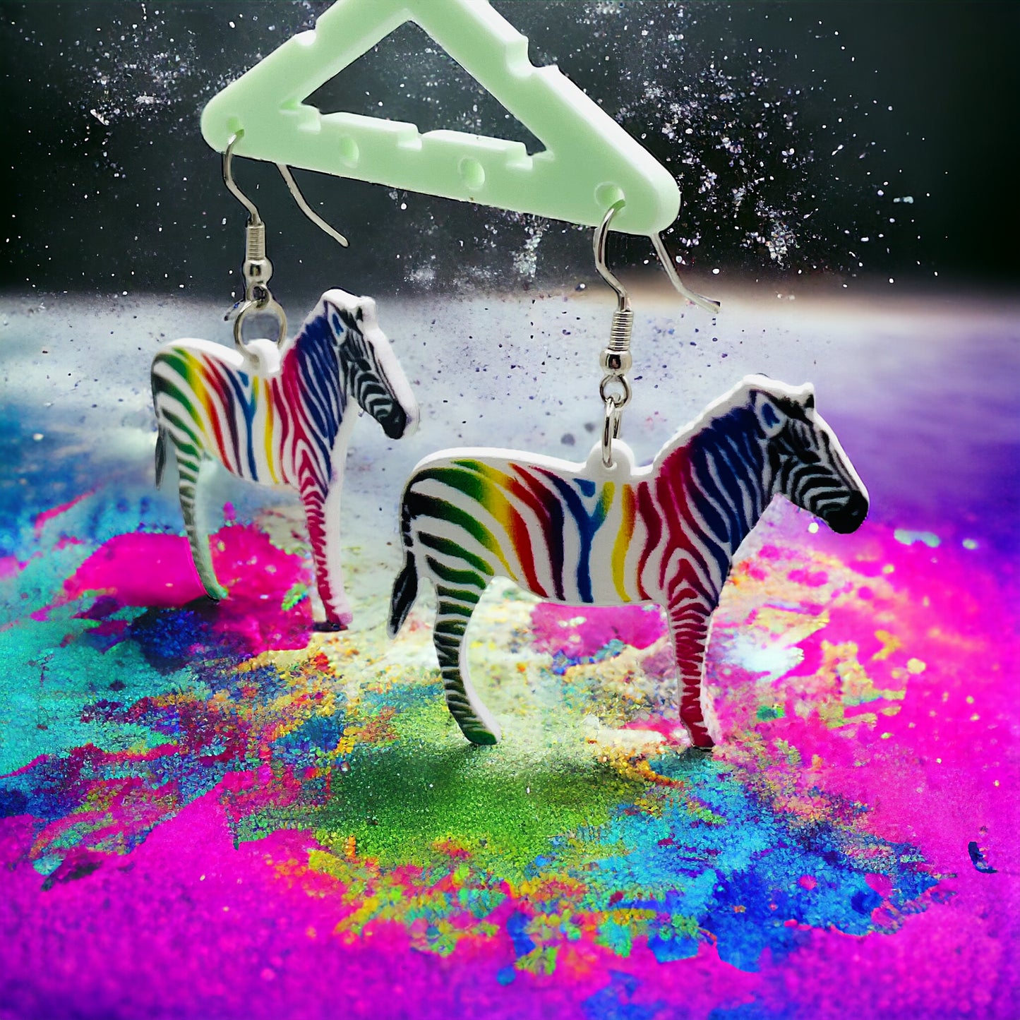 Rainbow Zebra Earrings